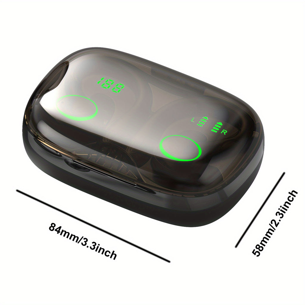 Ecouteurs intra-auriculaires TWS à contour d'oreille pour le sport, écouteurs stéréo sans fil à réduction de bruits ambiants, étui de chargement LED