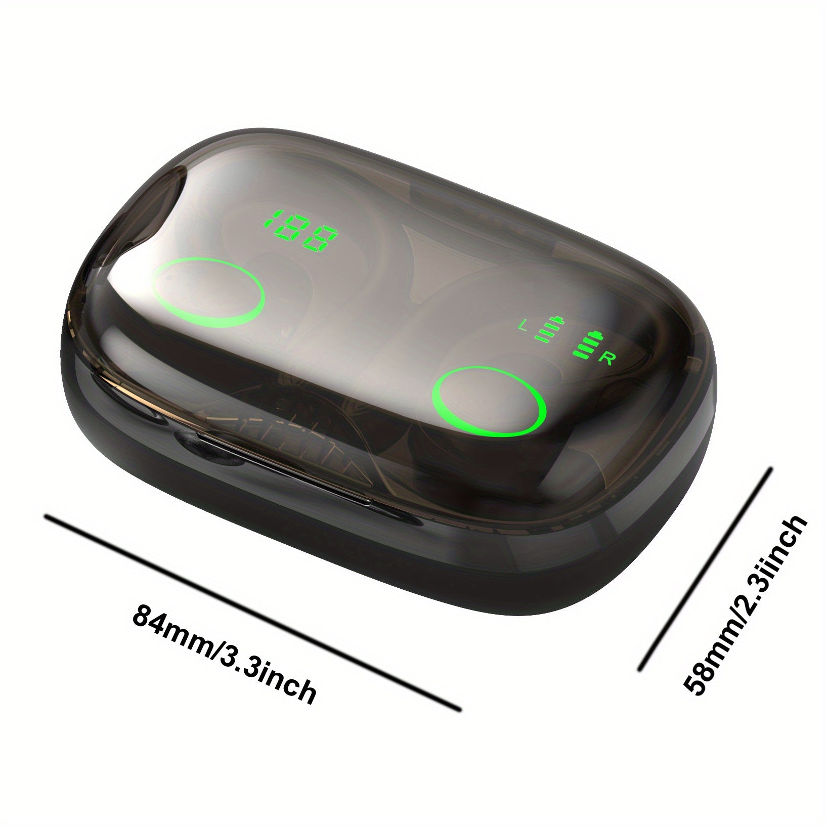 Ecouteurs intra-auriculaires TWS à contour d'oreille pour le sport, écouteurs stéréo sans fil à réduction de bruits ambiants, étui de chargement LED