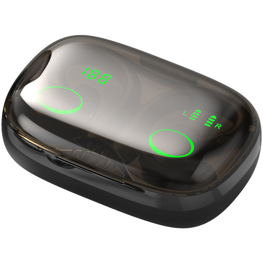 Ecouteurs intra-auriculaires TWS à contour d'oreille pour le sport, écouteurs stéréo sans fil à réduction de bruits ambiants, étui de chargement LED