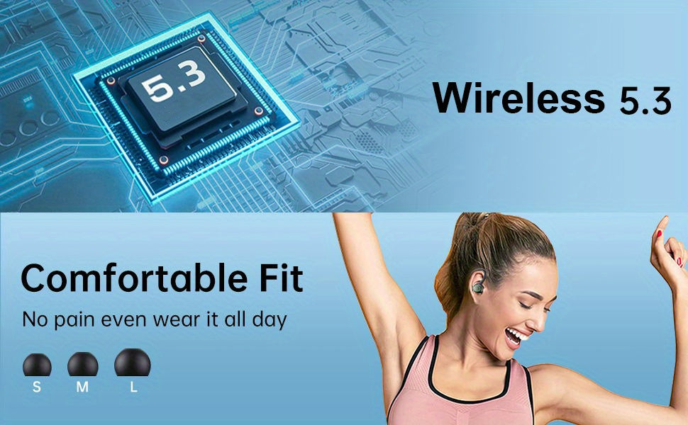 Ecouteurs intra-auriculaires TWS à contour d'oreille pour le sport, écouteurs stéréo sans fil à réduction de bruits ambiants, étui de chargement LED